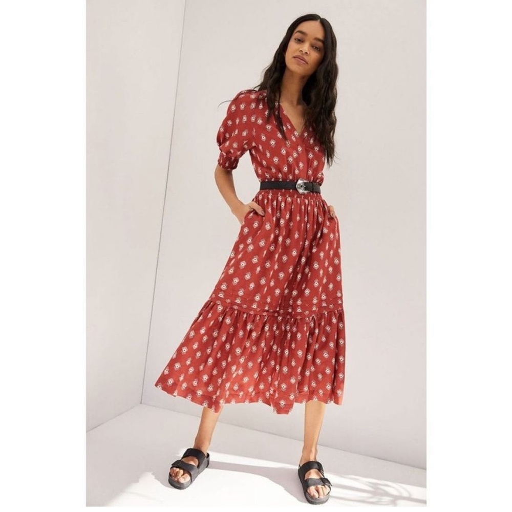 Anthropologie Felipa Red Midi Dress 1X